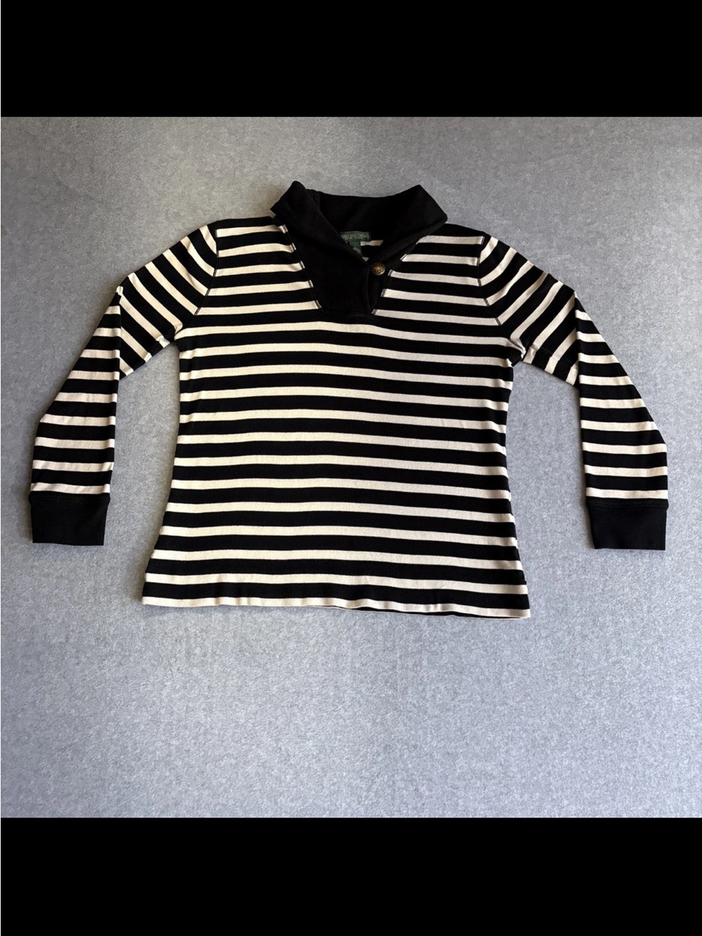Lauren Jeans‎ Co. Ralph Lauren ‘00s Women's Blue and White Striped Sweater Large